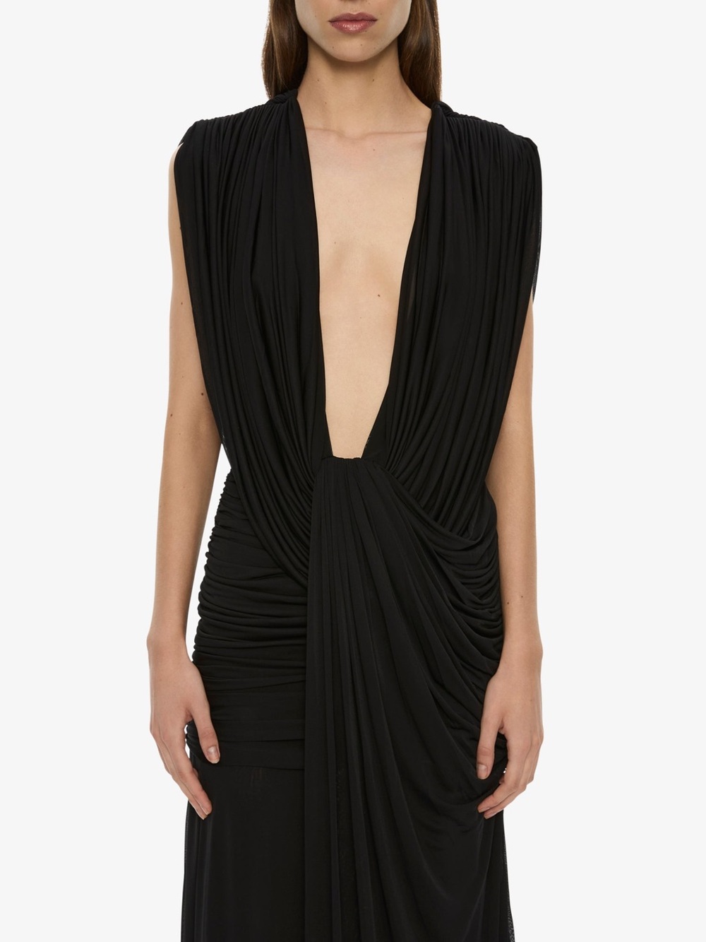 Christopher Esber Black Plunging Draped Maxi Gown - Picture 2 of 4